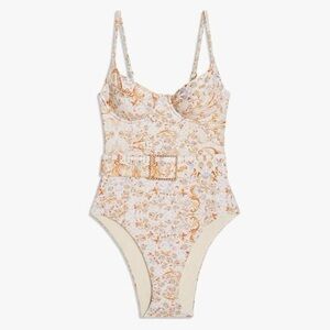 WeWoreWhat x Onia Belted One Piece Bathing Suit in “Antique Rug” Paisley Print